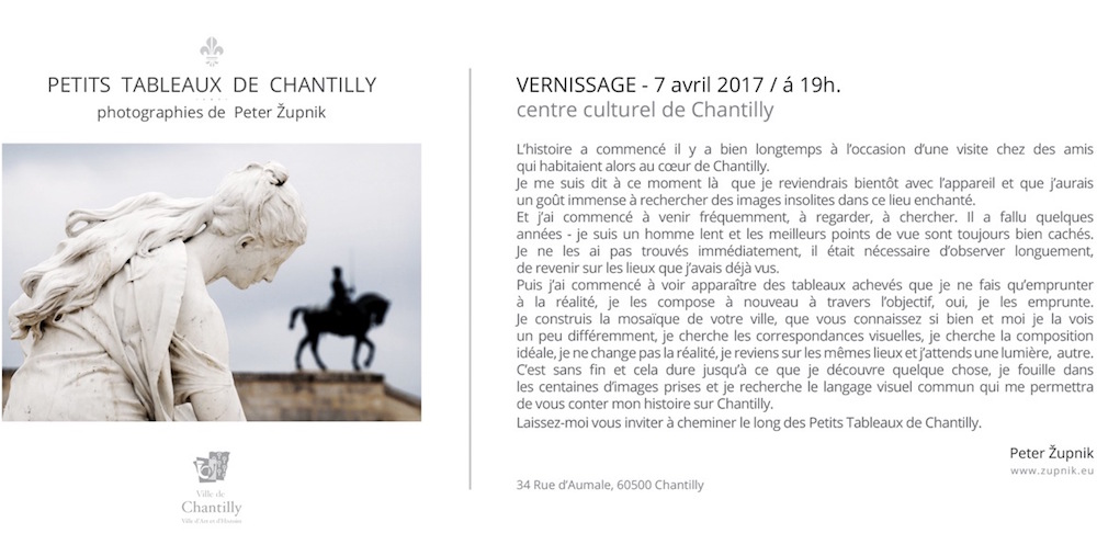 Petits tableaux de Chantilly, invitation au vernissage